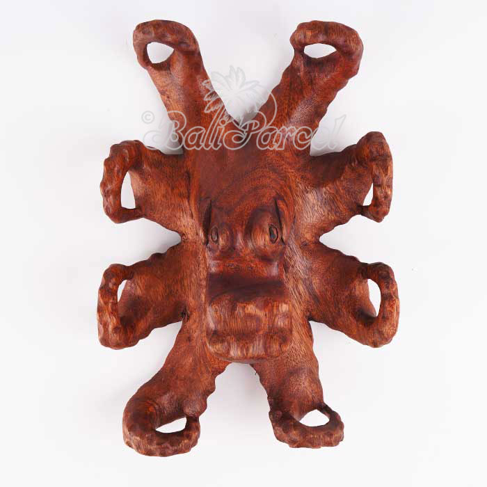 Wooden Octopus, Hanmade From Suar Wood
