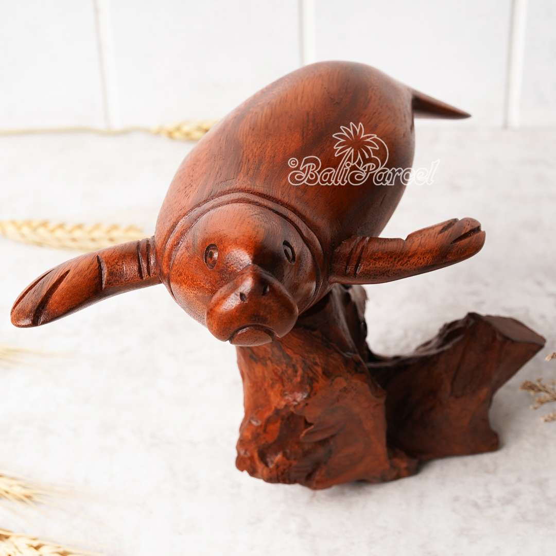 Wooden Dog Fish With Stand, Handcarved From Suar Wood