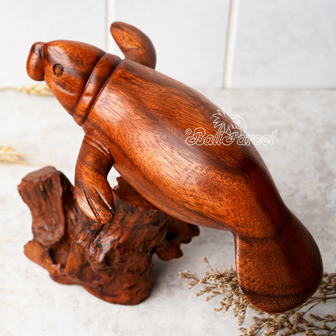 Wooden Dog Fish With Stand, Handcarved From Suar Wood