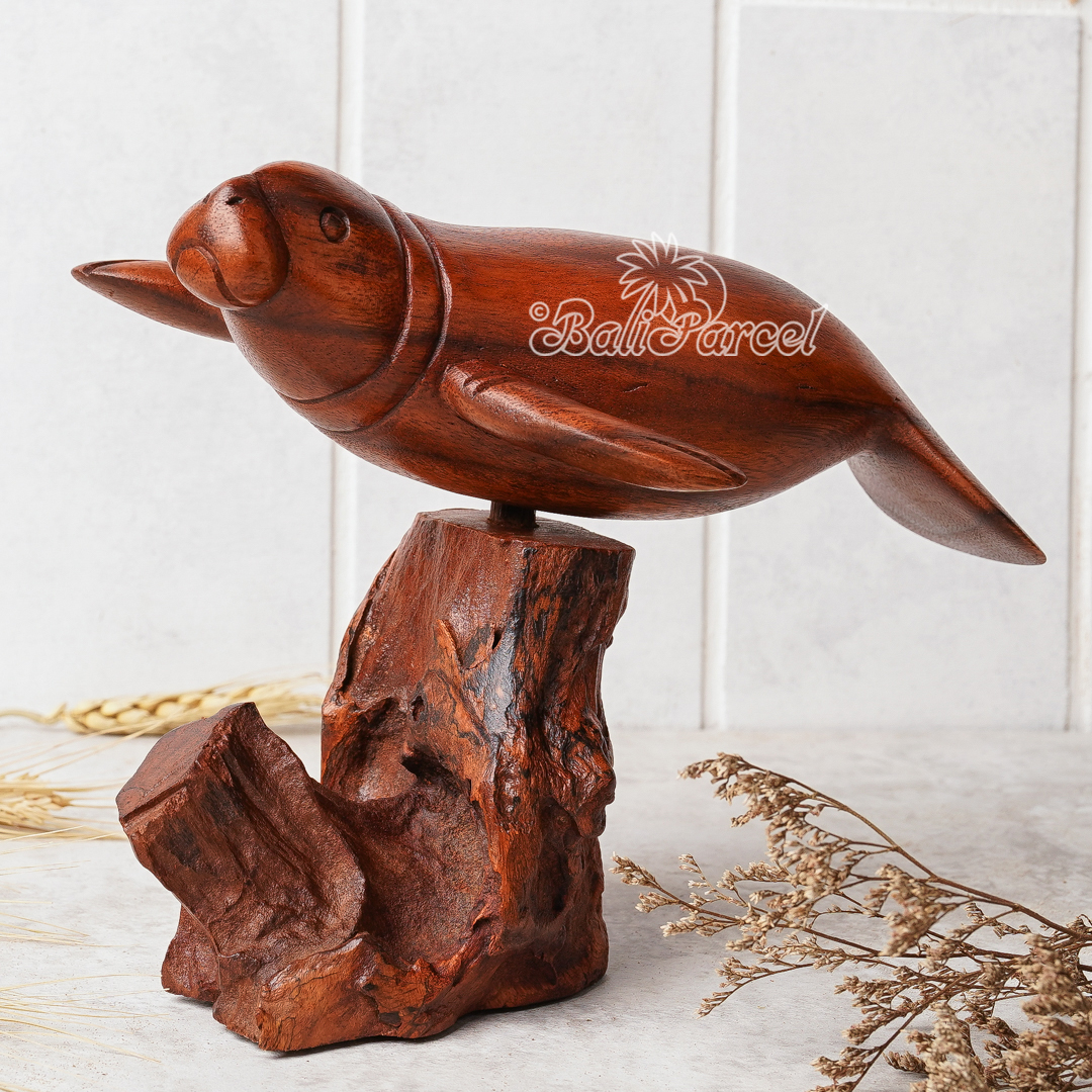 Wooden Dog Fish With Stand, Handcarved From Suar Wood