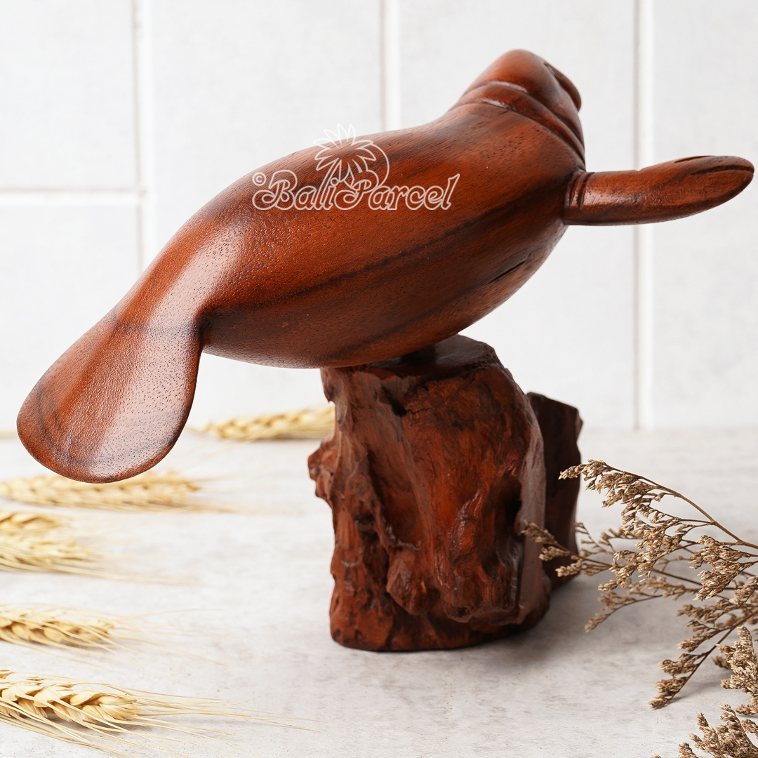Wooden Dog Fish With Stand, Handcarved From Suar Wood