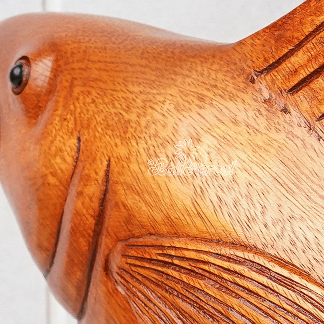 Wooden Tuna Fish With Stand, Handcarved From Suar Wood