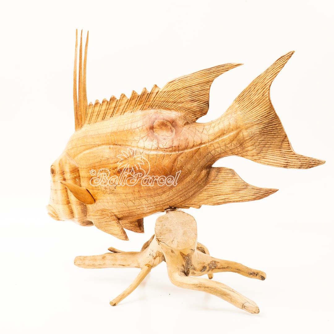 Wooden Hogfish With Stand, Handmade From Jempinis Wood