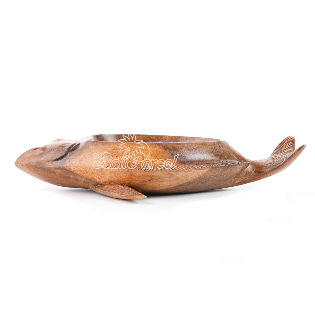 Wooden Fish Bowl, Handmade From Suar Wood