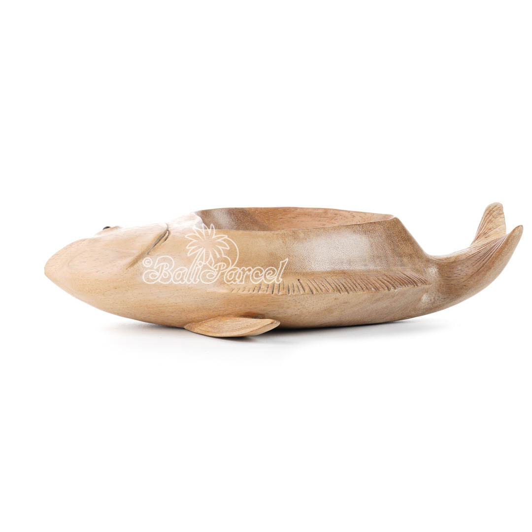 Wooden Fish Bowl, Handmade From Suar Wood