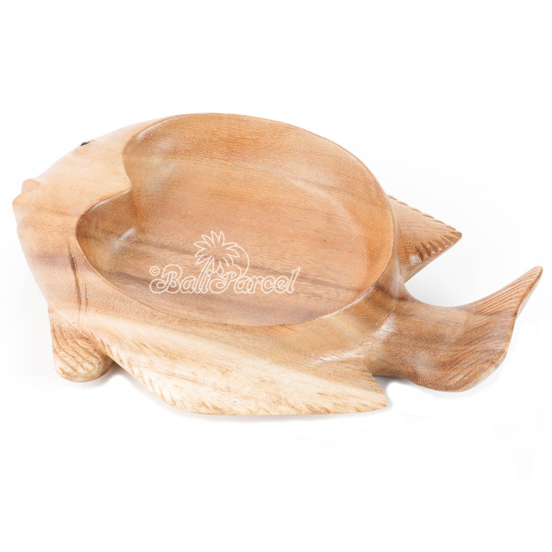 Wooden Fish Bowl, Handmade From Suar Wood
