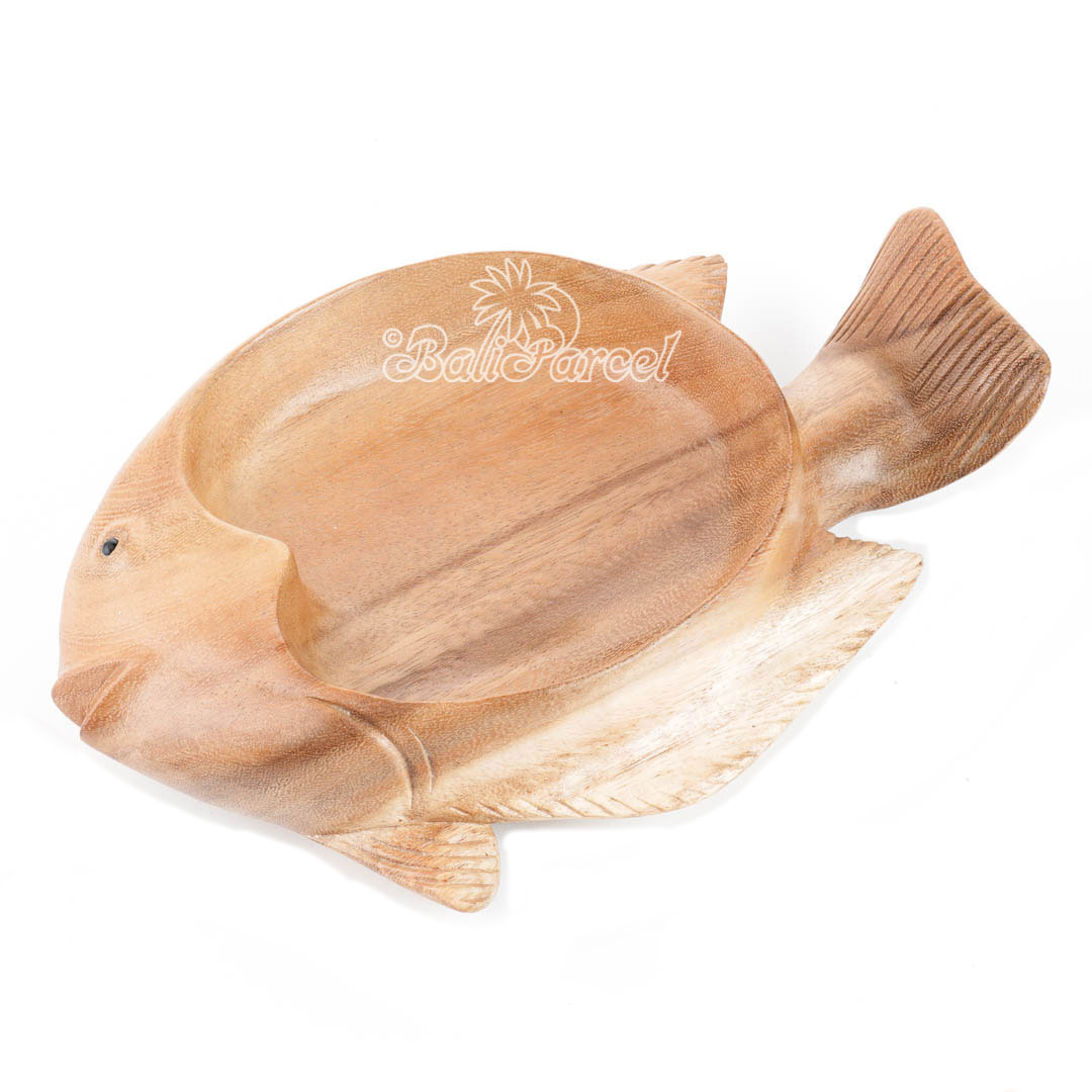 Wooden Fish Bowl, Handmade From Suar Wood