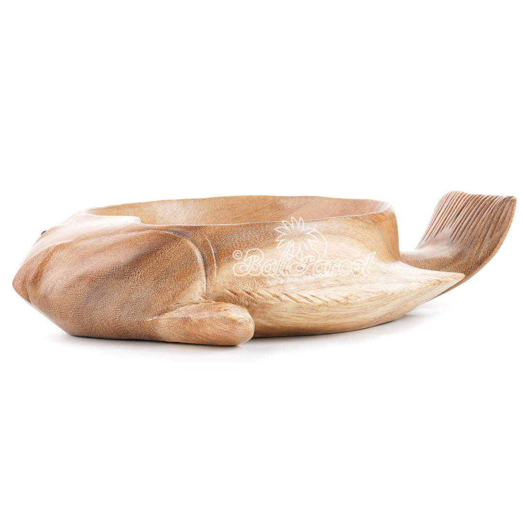 Wooden Fish Bowl, Handmade From Suar Wood