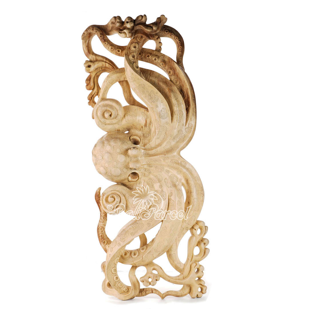 Wooden Wallhanging Octopus, Handmade From Crocodile Wood