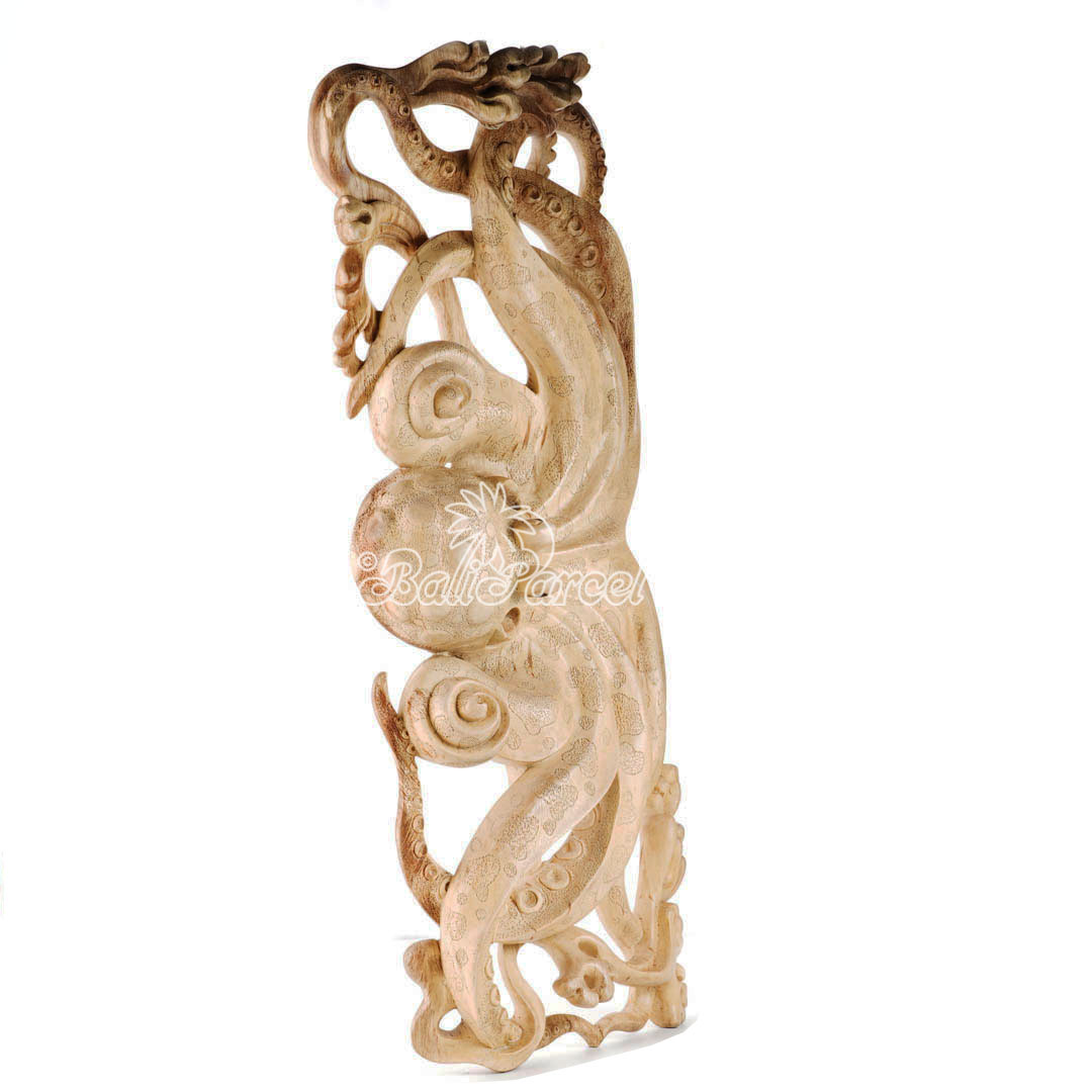 Wooden Wallhanging Octopus, Handmade From Crocodile Wood