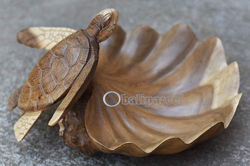 Wooden Turtle, Hand Carved From Suar Wood