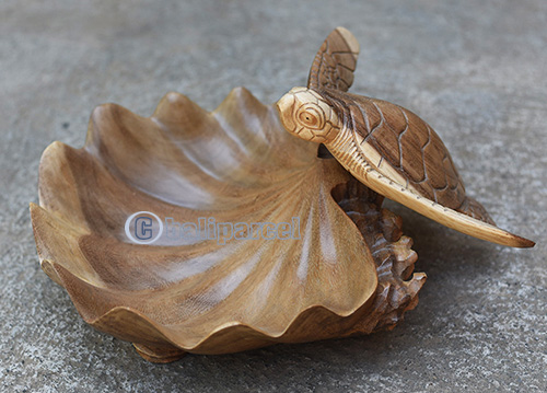 Wooden Turtle, Hand Carved From Suar Wood