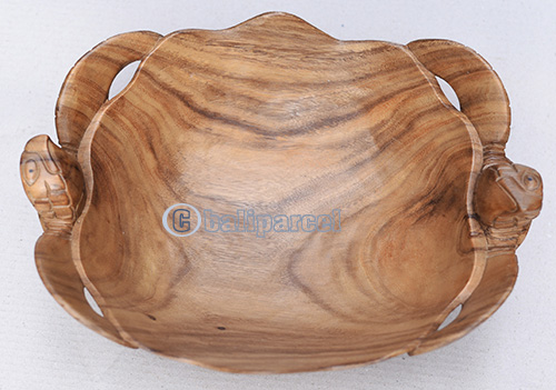 Wooden Turtle Bowl, Hand Carved From Suar Wood