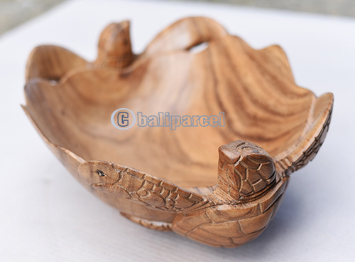 Wooden Turtle Bowl, Hand Carved From Suar Wood