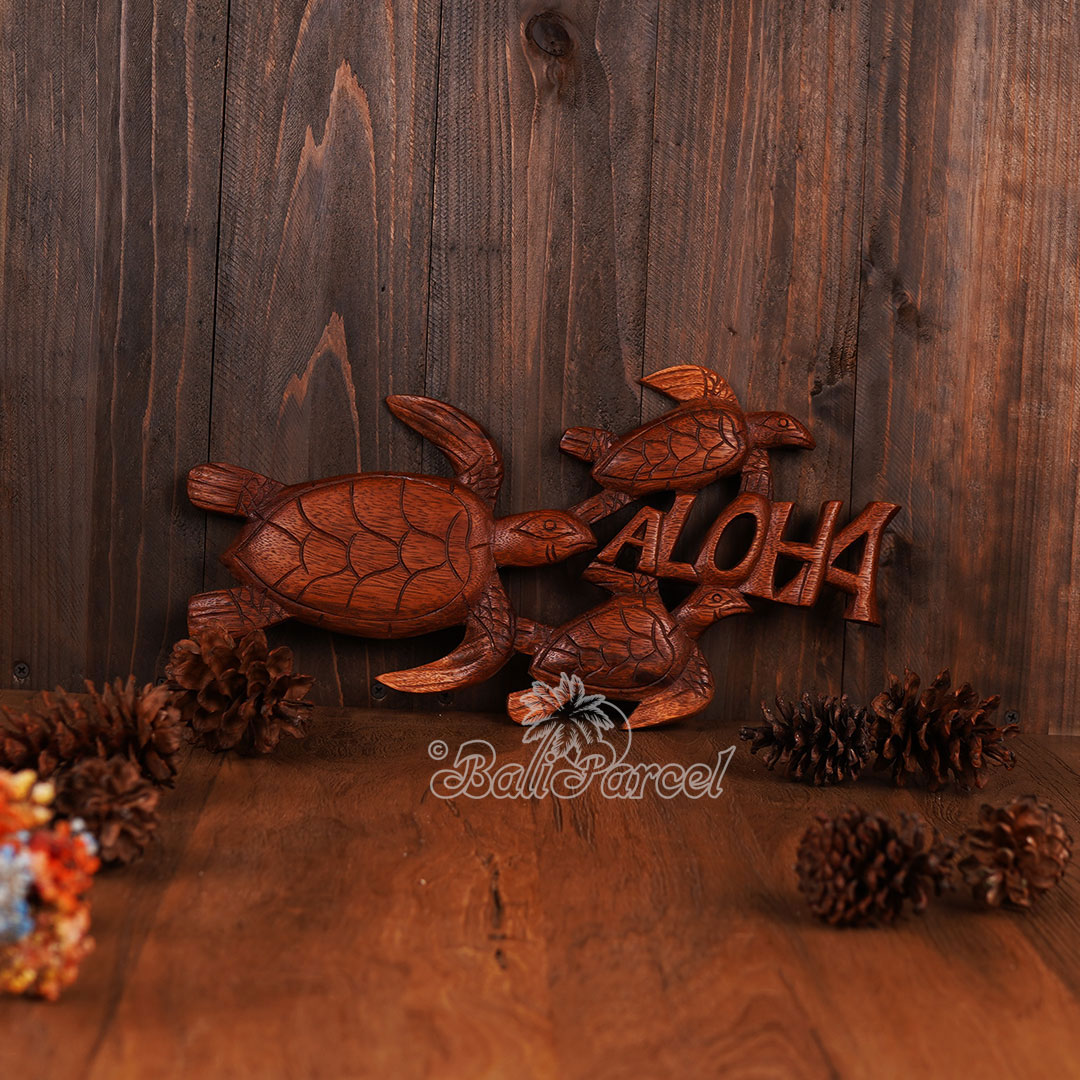 Wooden Turtle Wallhanging, Hand Carved From Suar Wood