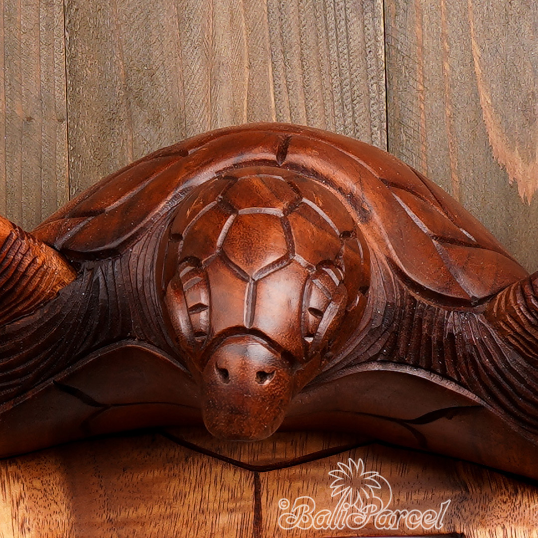 Wallhanging Wooden Turtle Mirror Handmade From Suar Wood
