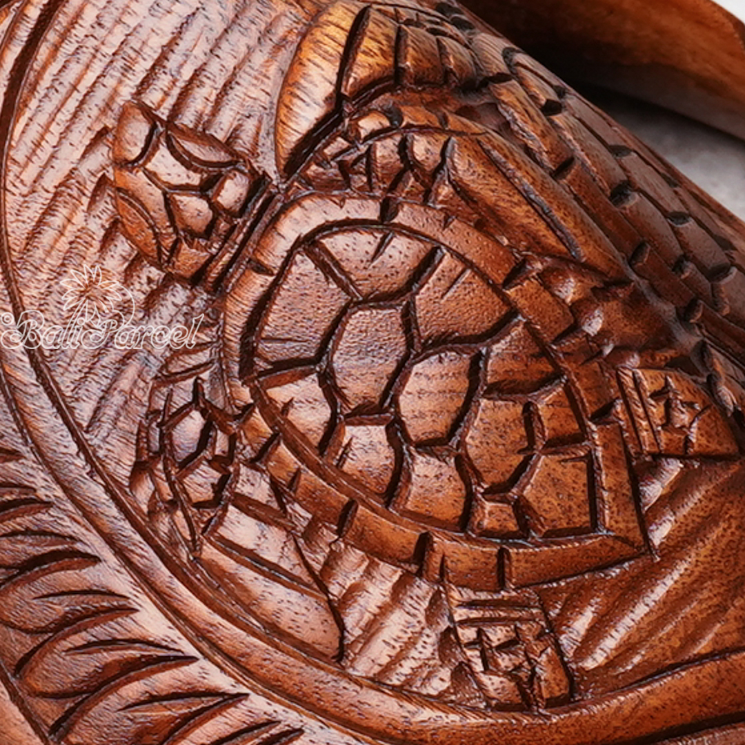 Wooden Turtle, Handcarved From Suar Wood