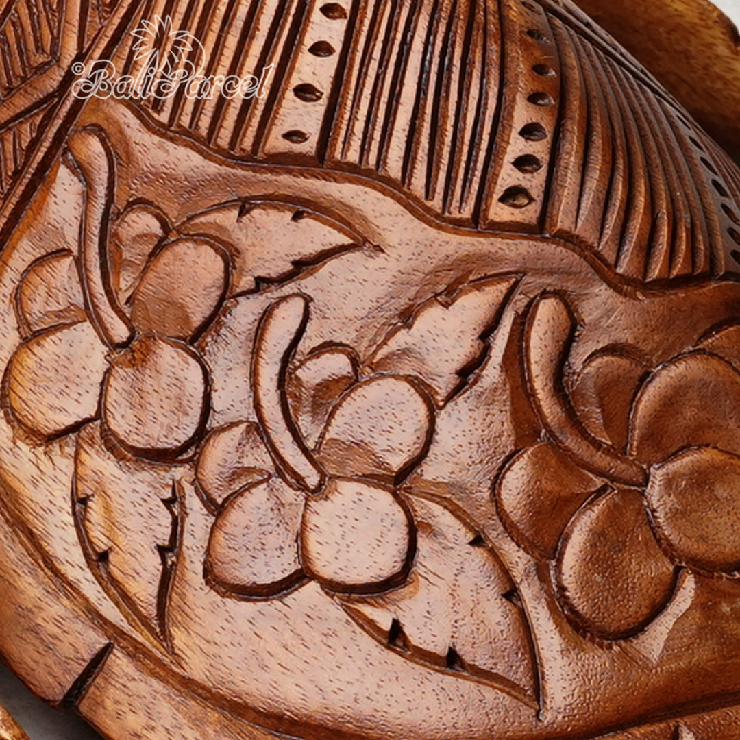 Wooden Turtle, Handcarved From Suar Wood