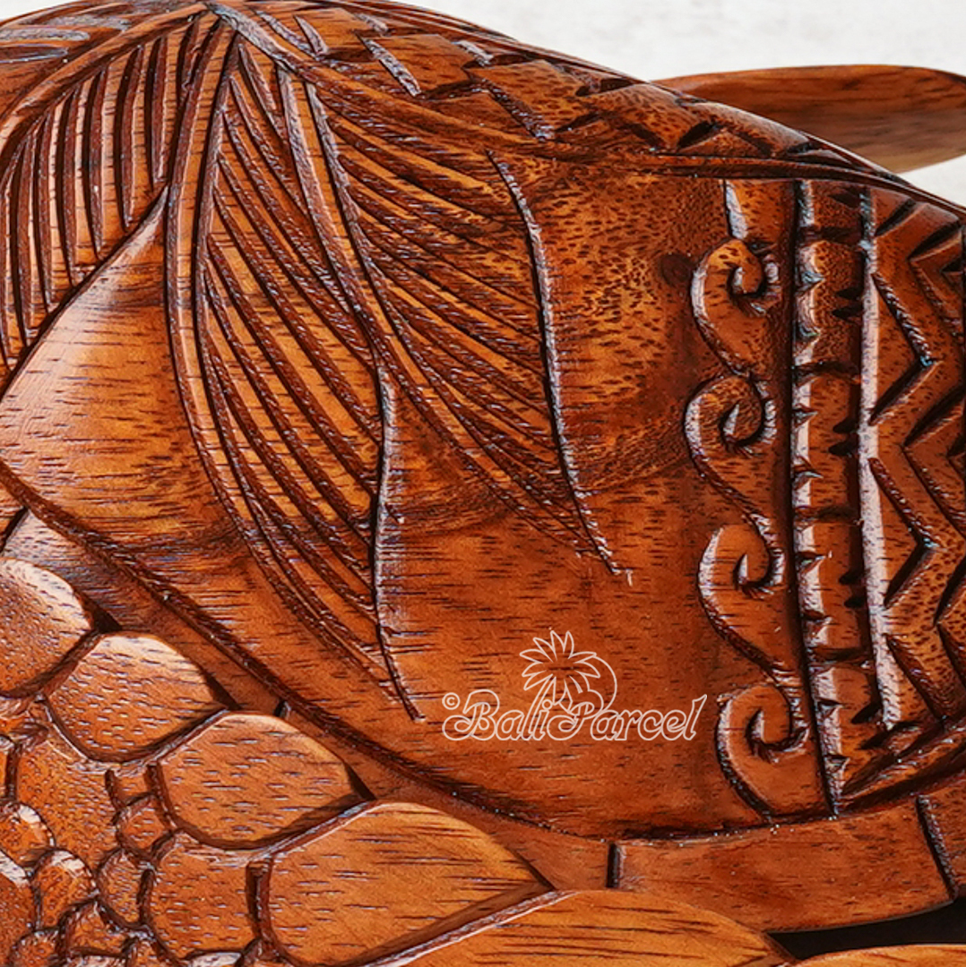 Wooden Turtle, Handcarved From Suar Wood