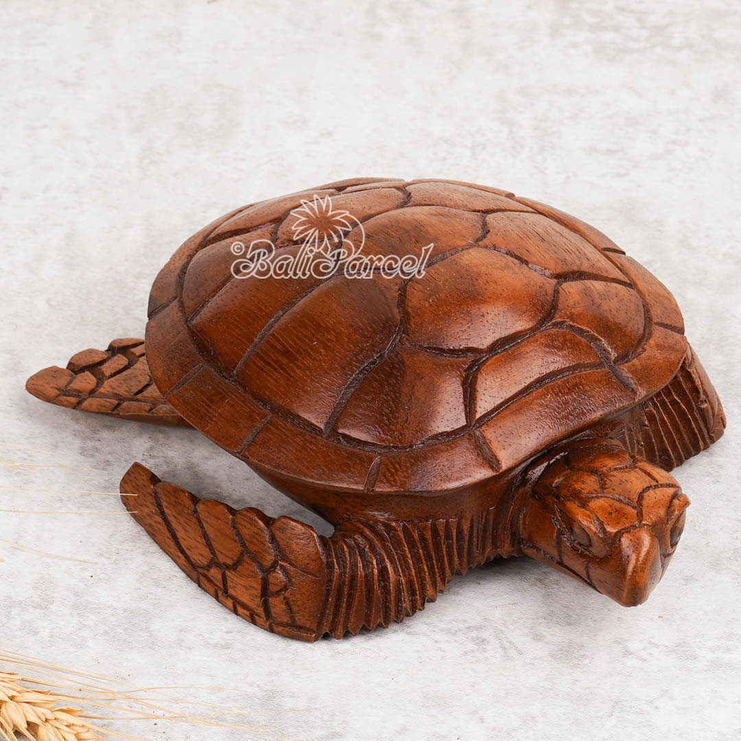 Wooden Turtle Bowl Cover, Handmade From Suar Wood
