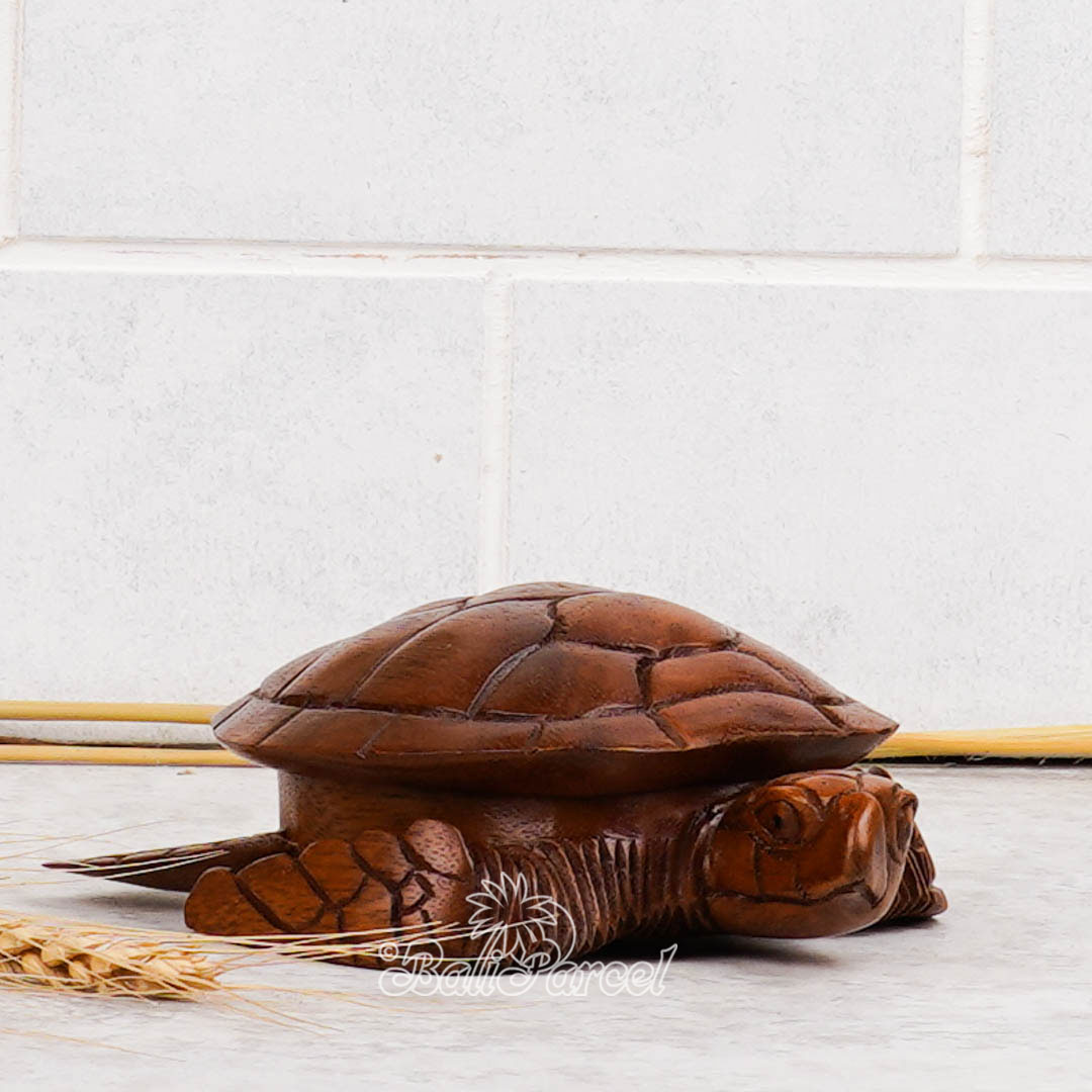 Wooden Turtle Bowl Cover, Handmade From Suar Wood