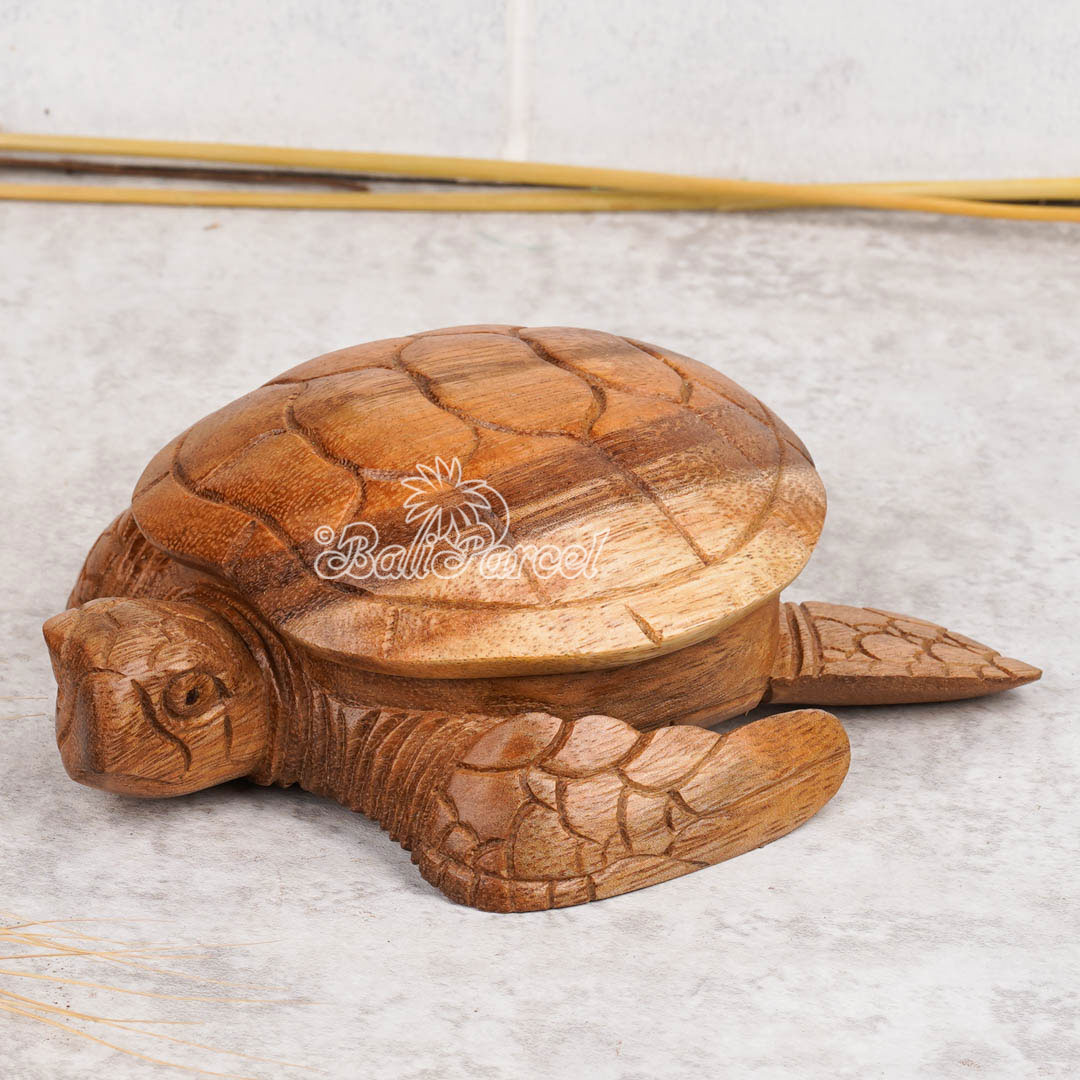 Wooden Turtle Bowl Cover, Handmade From Suar Wood