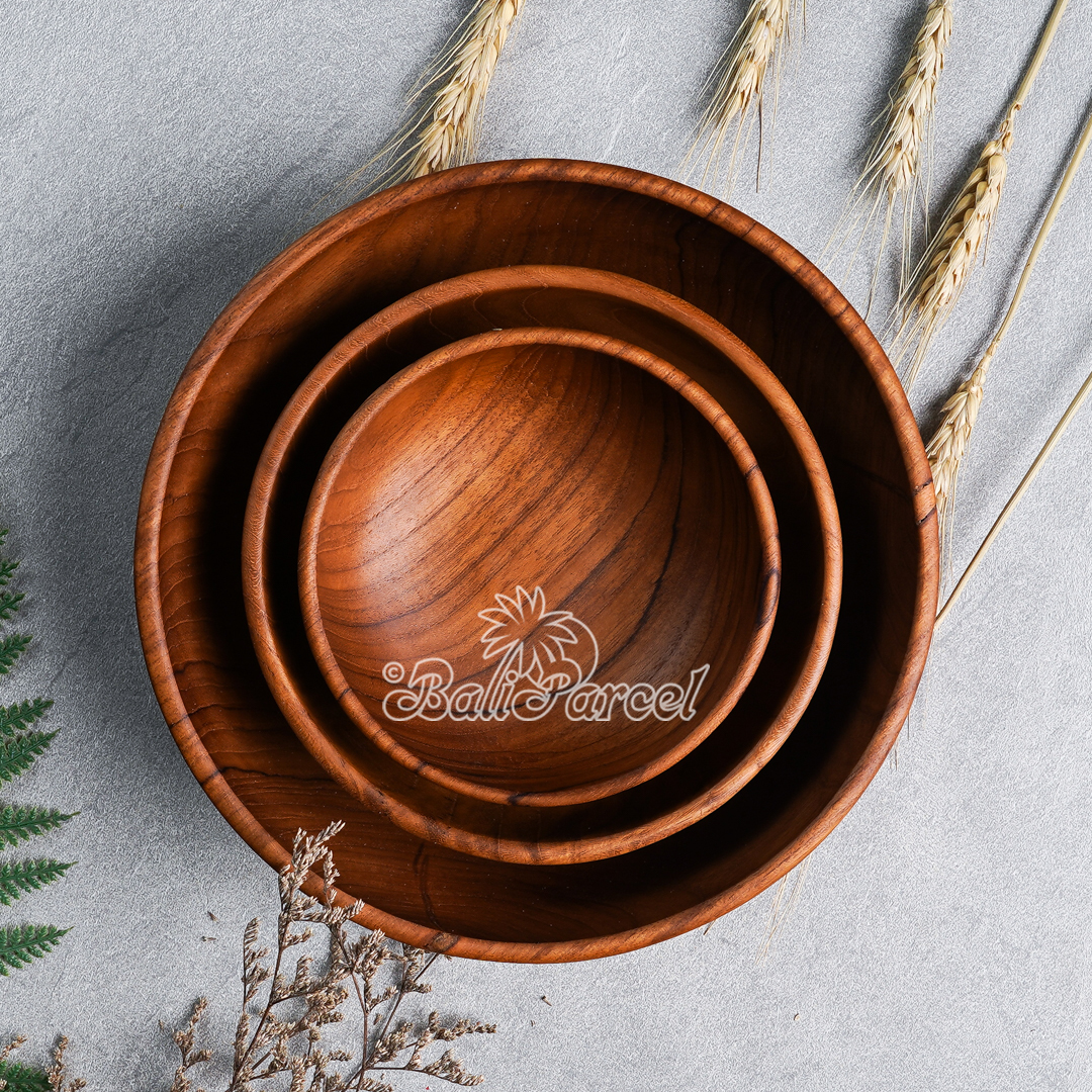 Wooden Bowl, Hand Made From Teak Wood, Finishing With Olive Oil.