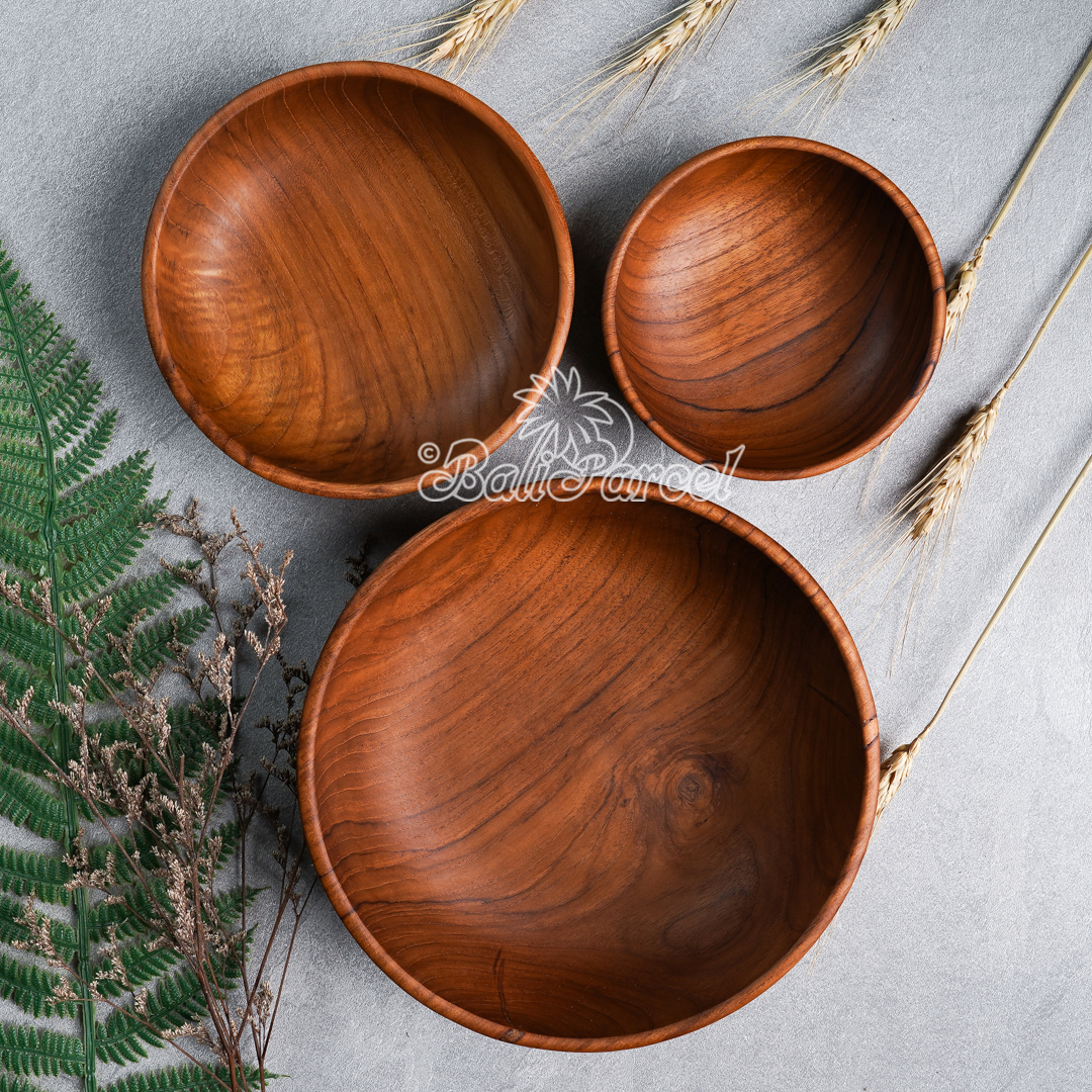 Wooden Bowl, Hand Made From Teak Wood, Finishing With Olive Oil.