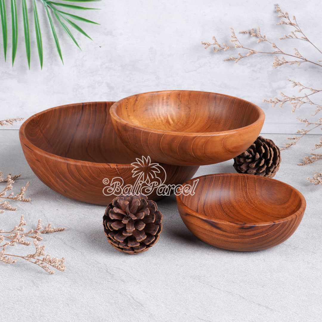 Wooden Bowl, Hand Made From Teak Wood, Finishing With Olive Oil.
