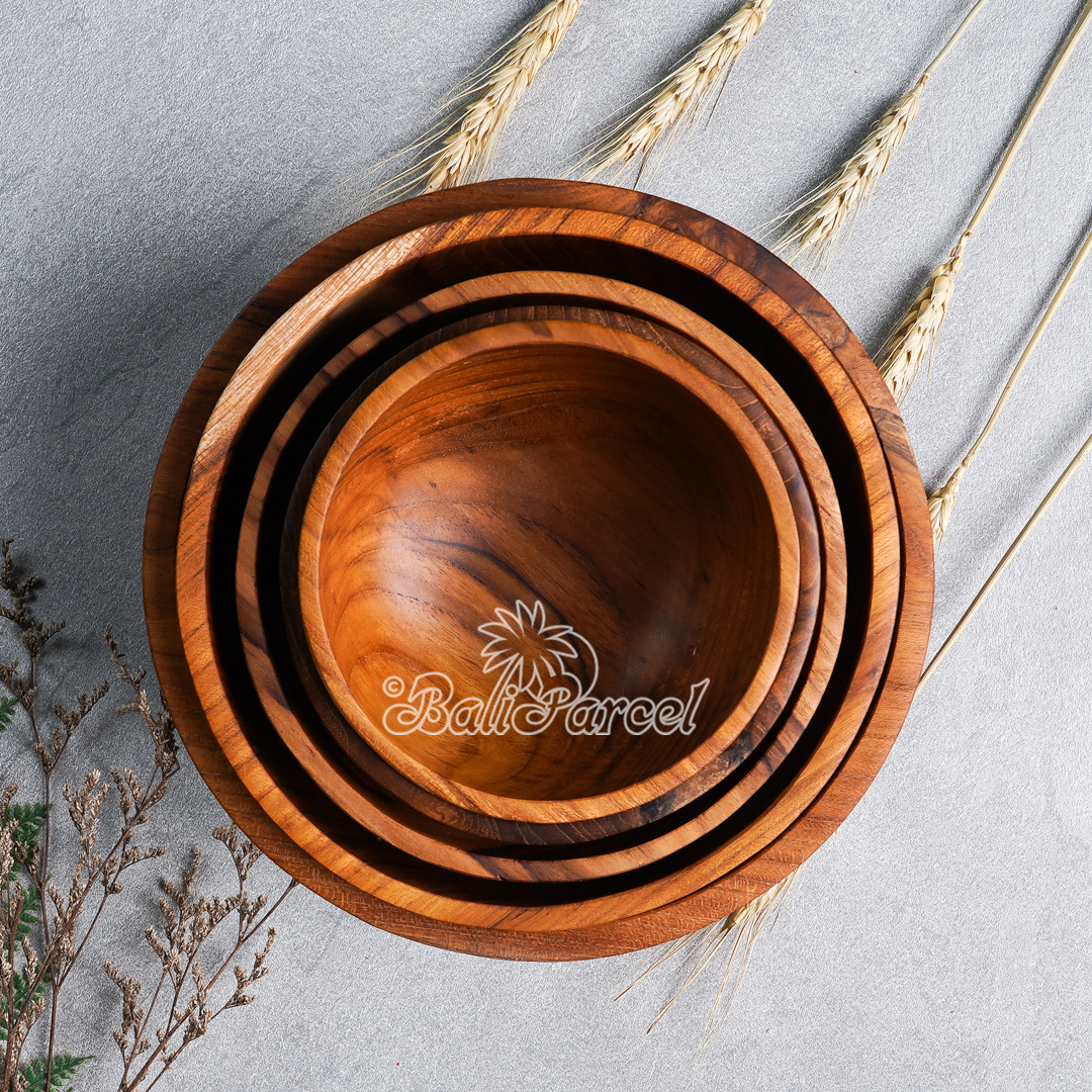 Wooden Bowl, Hand Made From Teak Wood, Finishing With Olive Oil.