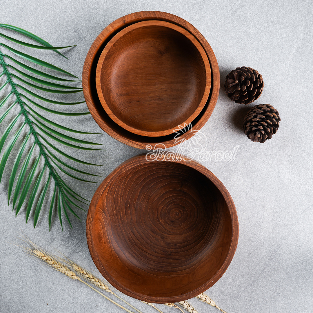 Wooden Bowl, Hand Made From Teak Wood, Finishing With Olive Oil.
