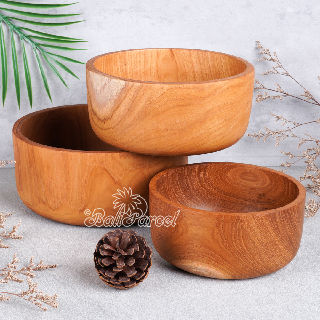 Wooden Bowl, Hand Made From Teak Wood, Finishing With Olive Oil.