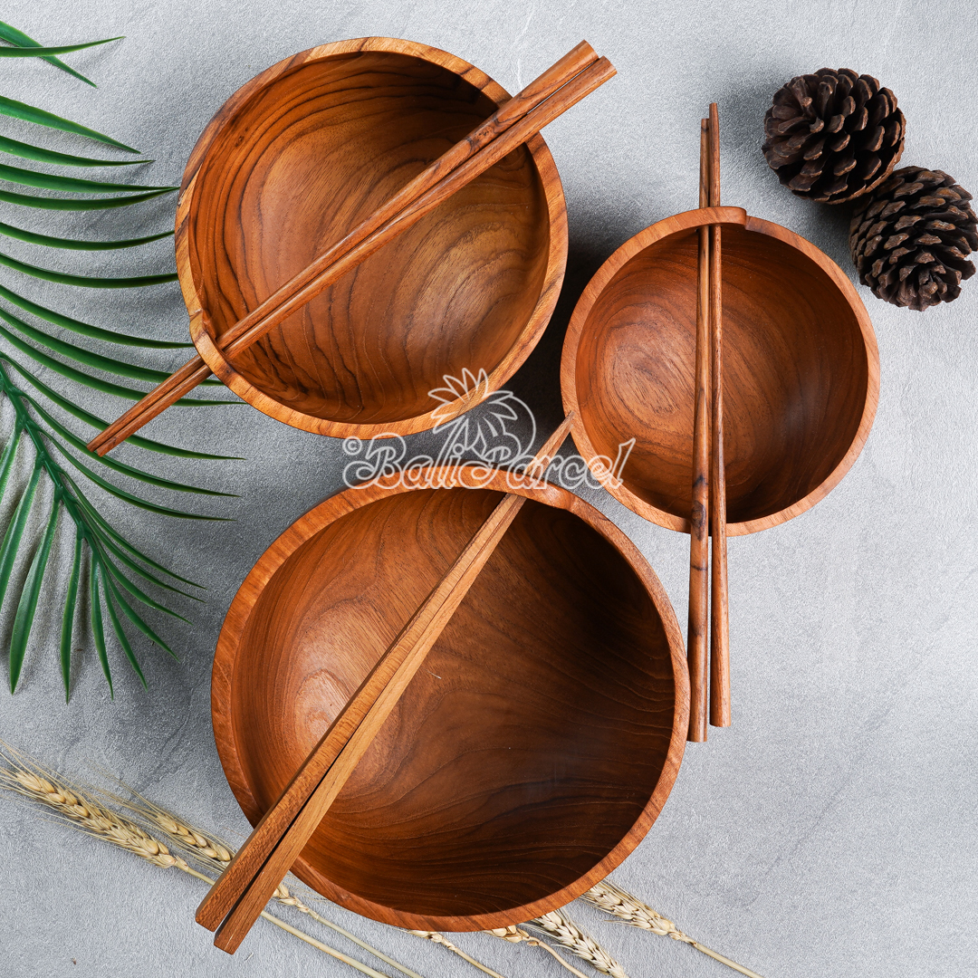 Wooden Bowl, Hand Made From Teak Wood, Finishing With Olive Oil.