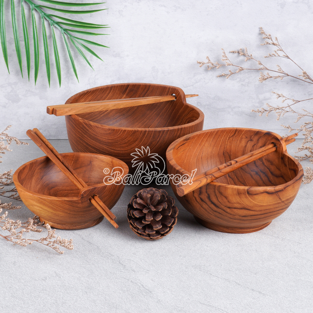Wooden Bowl, Hand Made From Teak Wood, Finishing With Olive Oil.
