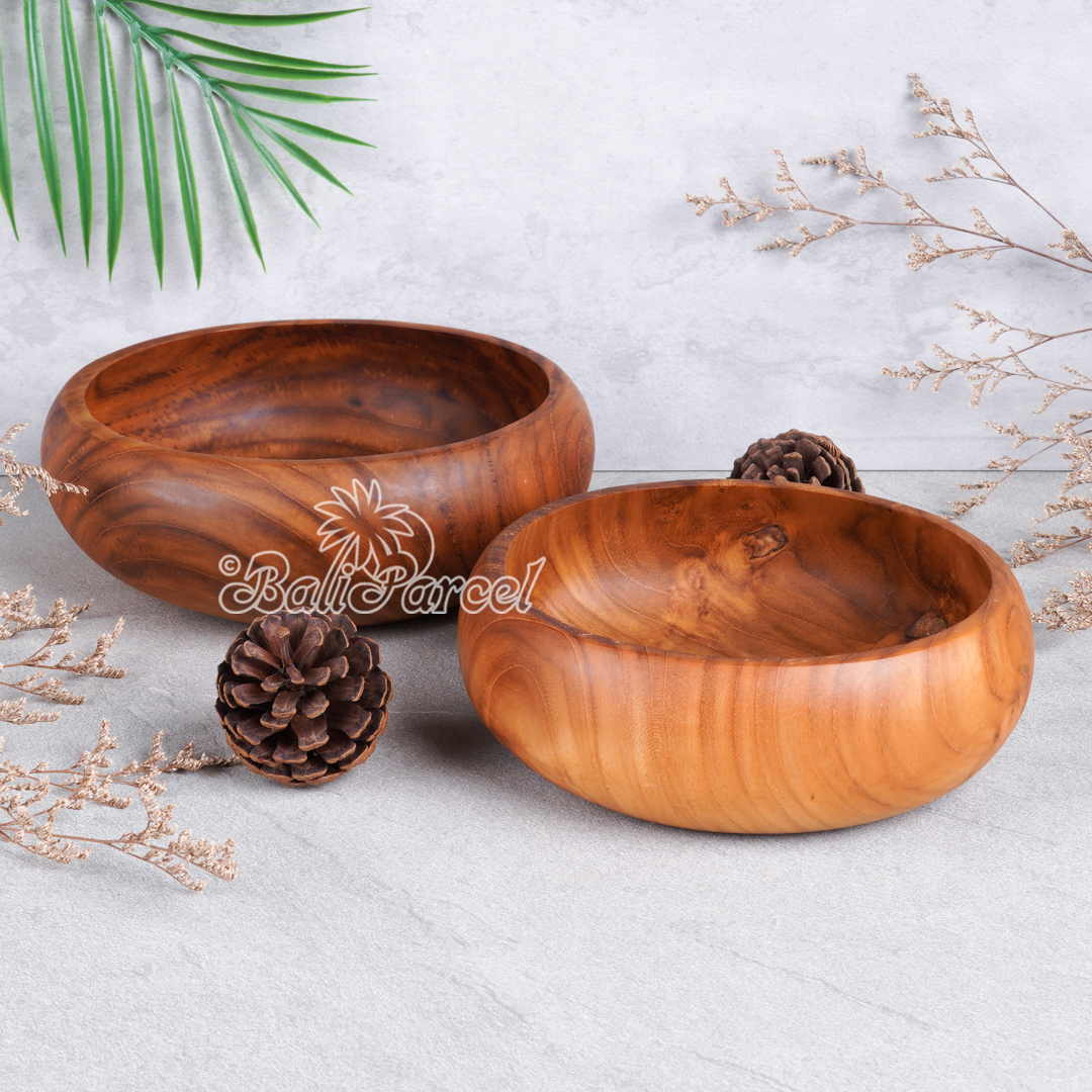 Wooden Bowl, Hand Made From Teak Wood, Finishing With Olive Oil.