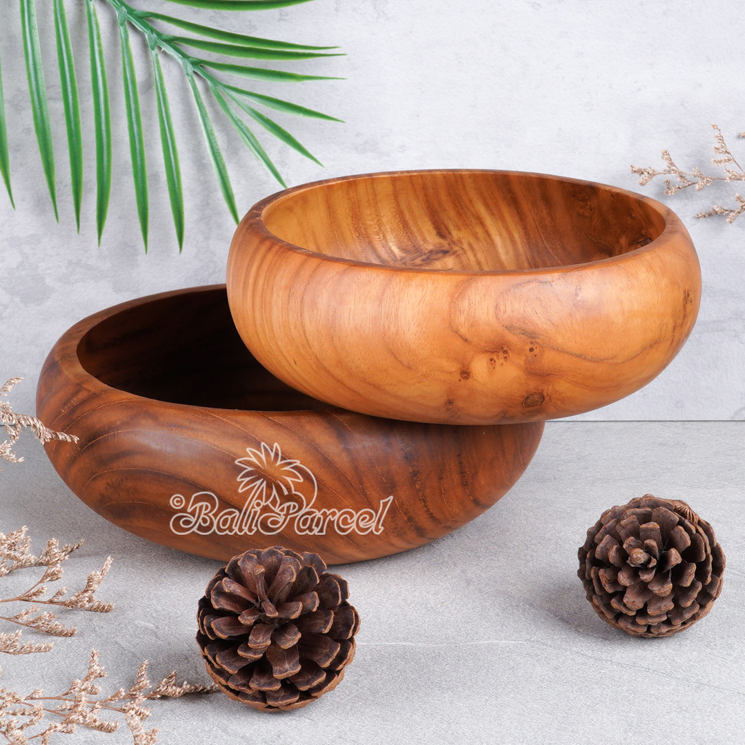 Wooden Bowl, Hand Made From Teak Wood, Finishing With Olive Oil.