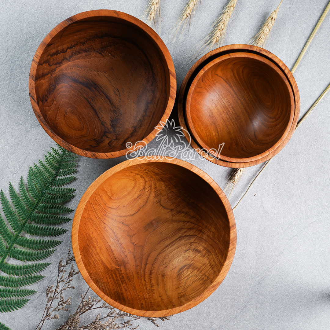 Wooden Bowl, Hand Made From Teak Wood, Finishing With Olive Oil.