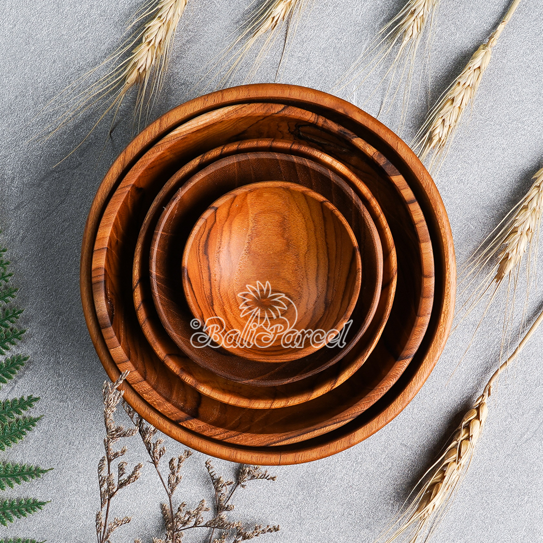 Wooden Bowl, Hand Made From Teak Wood, Finishing With Olive Oil.
