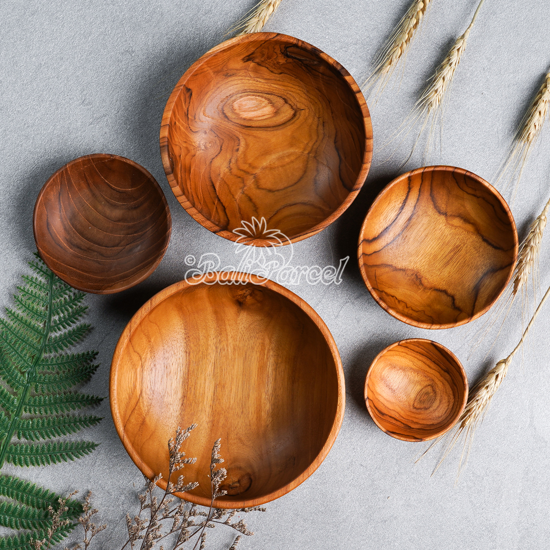 Wooden Bowl, Hand Made From Teak Wood, Finishing With Olive Oil.