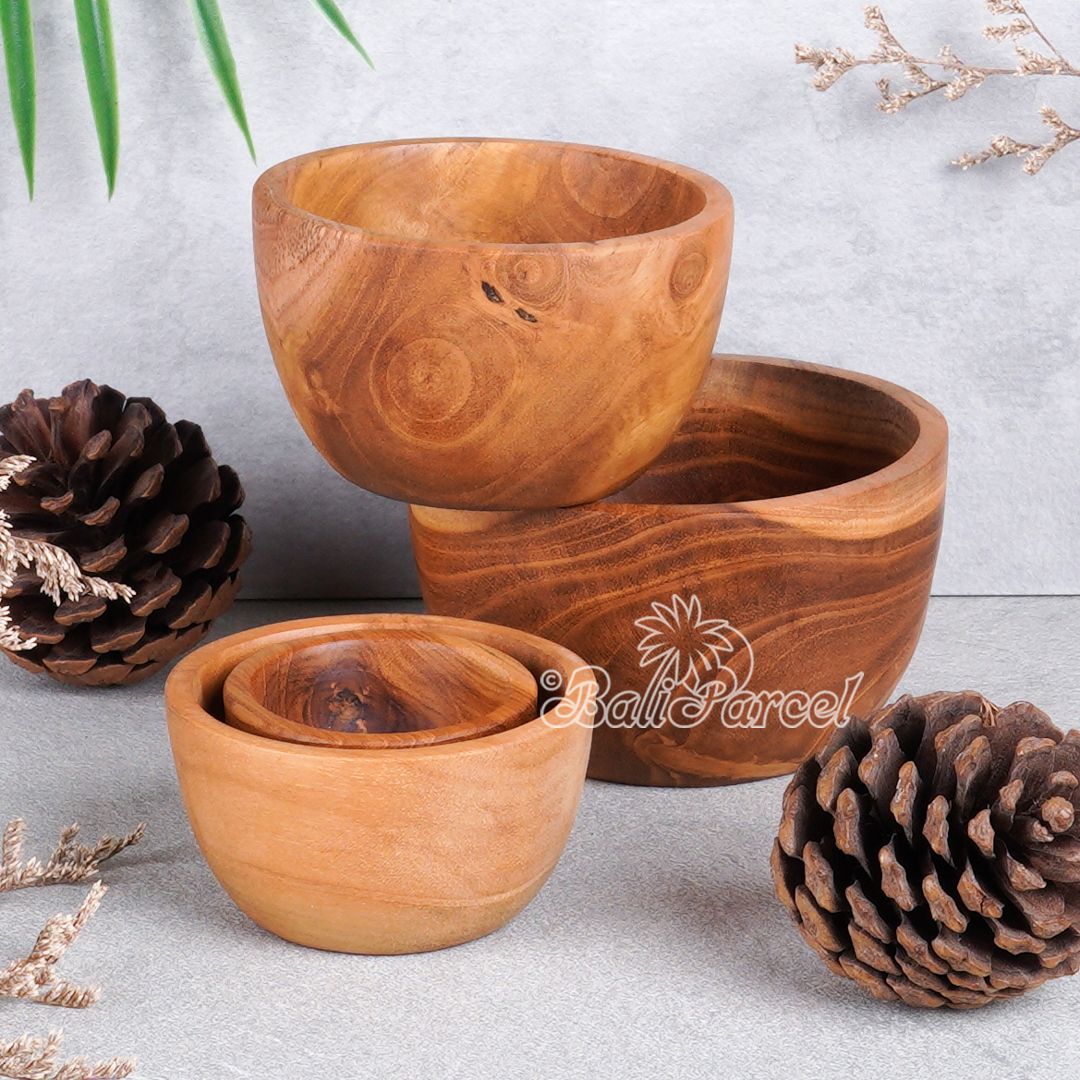 Wooden Bowl, Hand Made From Teak Wood, Finishing With Olive Oil.