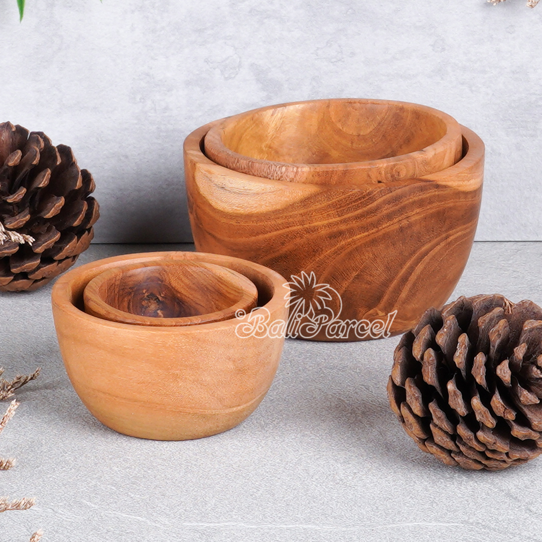 Wooden Bowl, Hand Made From Teak Wood, Finishing With Olive Oil.