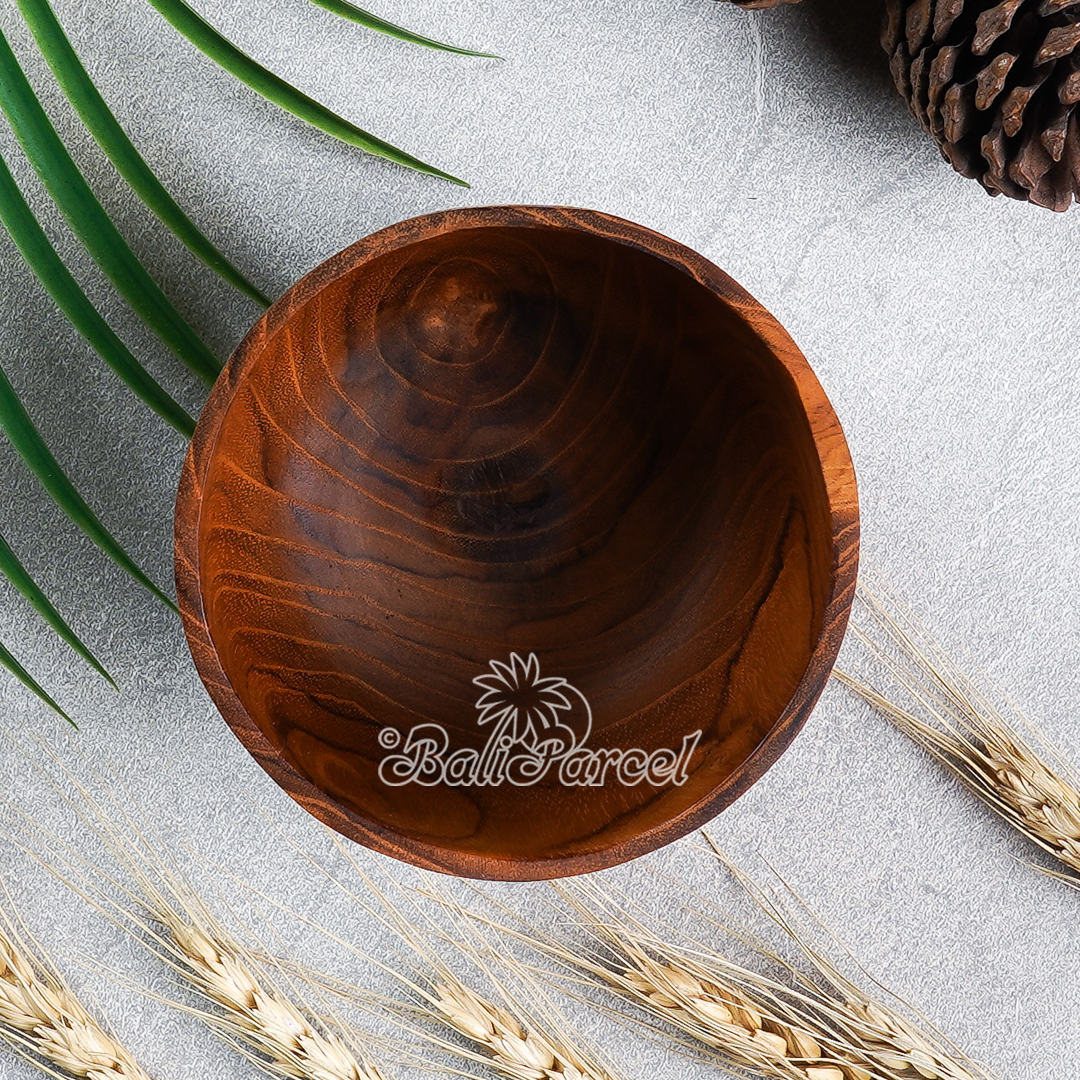 Wooden Bowl, Hand Made From Teak Wood, Finishing With Olive Oil.