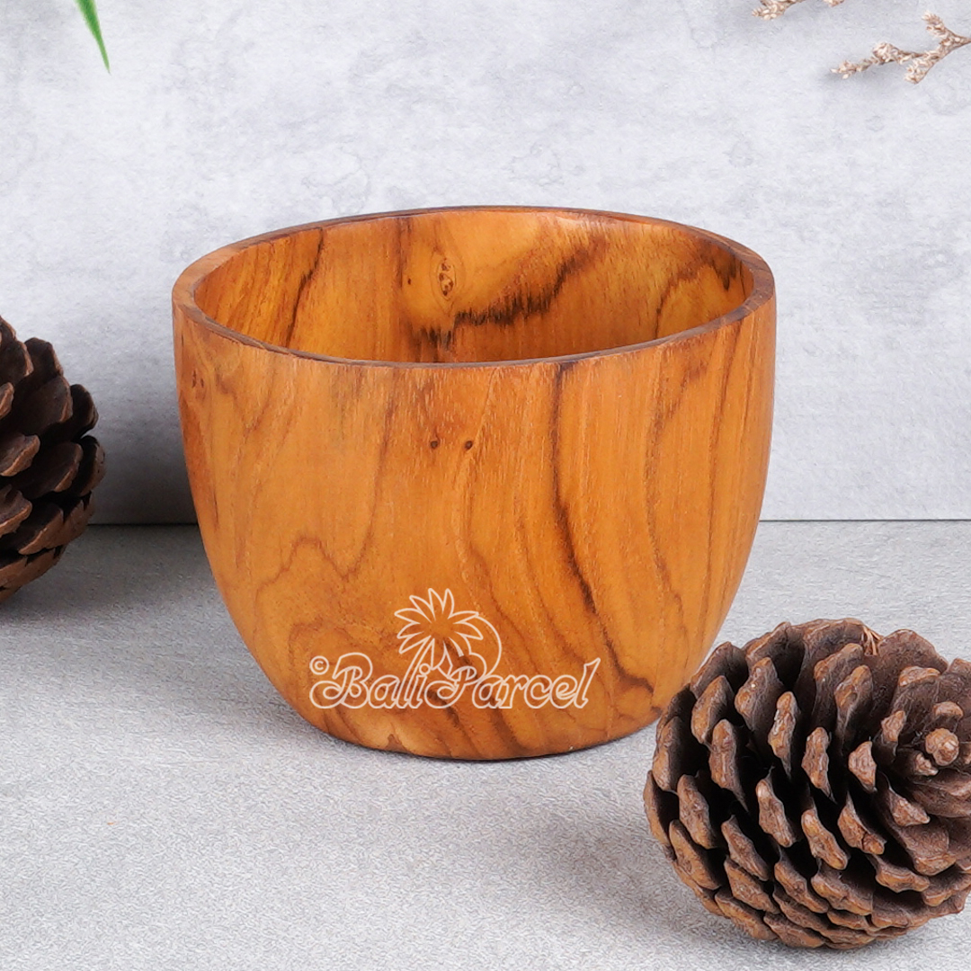 Wooden Bowl, Hand Made From Teak Wood, Finishing With Olive Oil.
