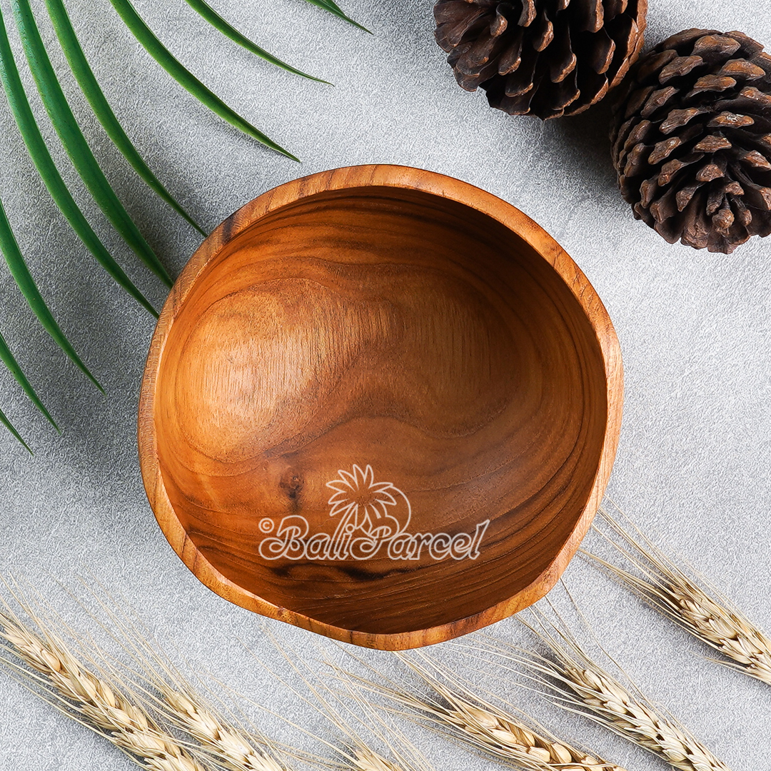 Wooden Bowl, Hand Made From Teak Wood, Finishing With Olive Oil.