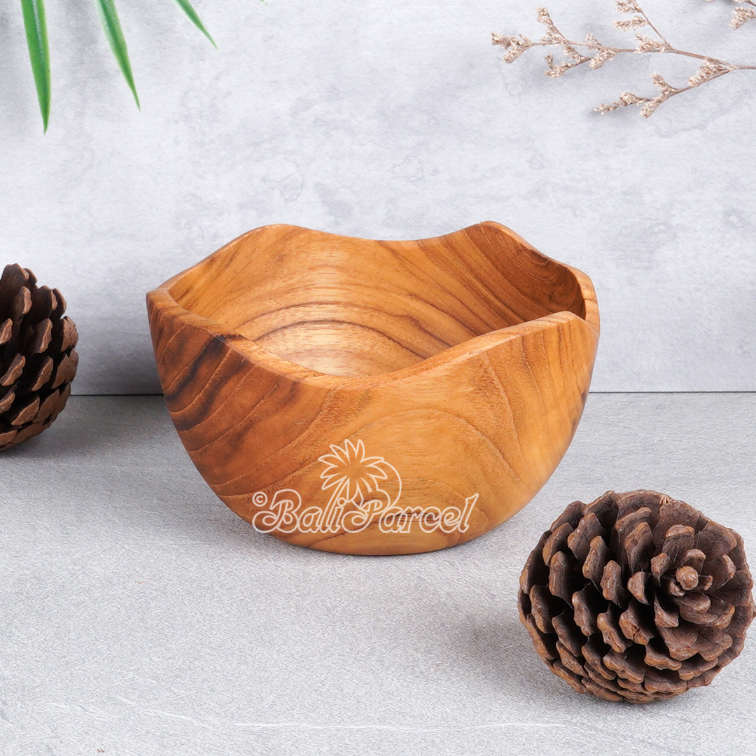 Wooden Bowl, Hand Made From Teak Wood, Finishing With Olive Oil.