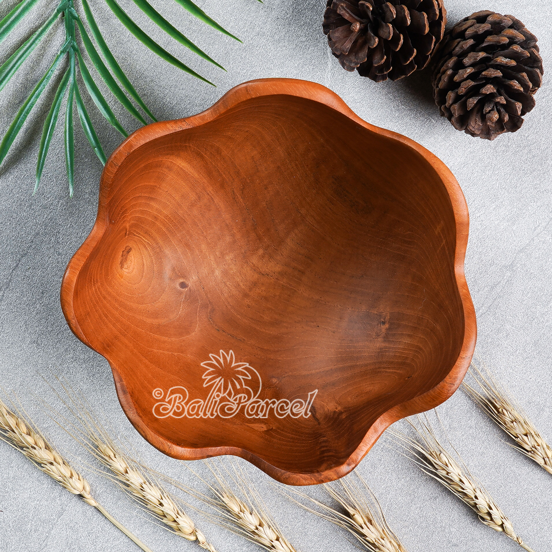 Wooden Bowl, Hand Made From Teak Wood, Finishing With Olive Oil.
