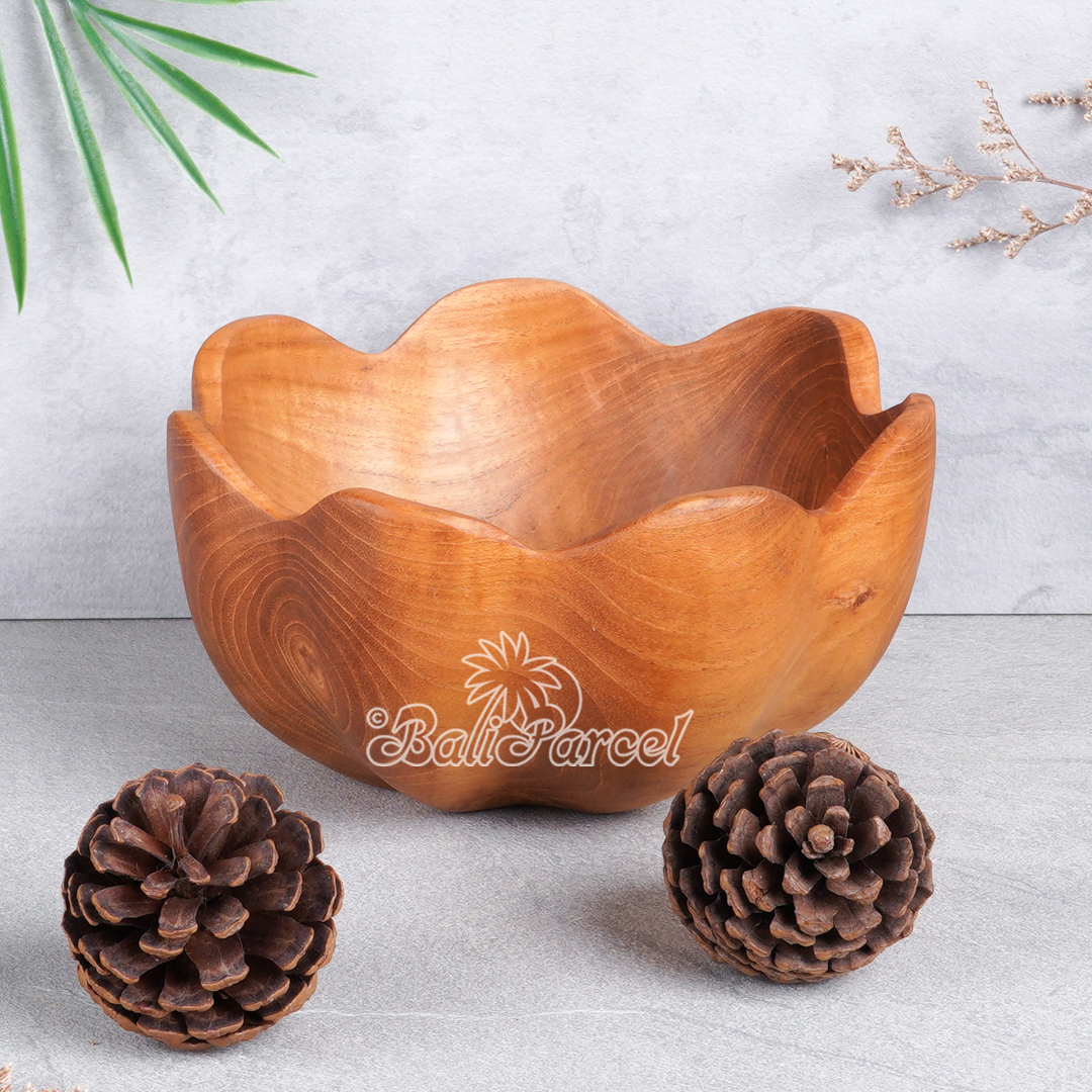 Wooden Bowl, Hand Made From Teak Wood, Finishing With Olive Oil.