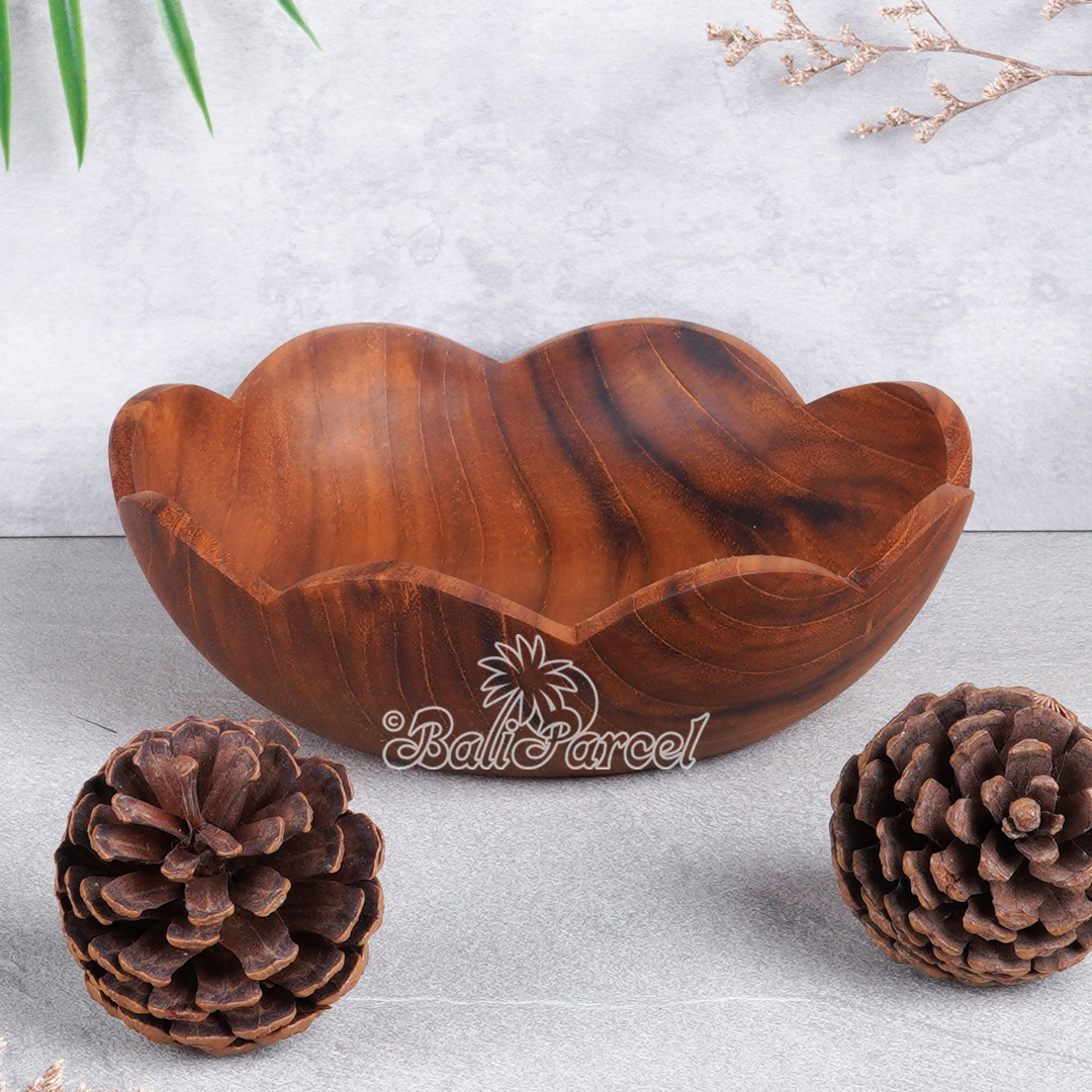 Wooden Bowl, Hand Made From Teak Wood, Finishing With Olive Oil.