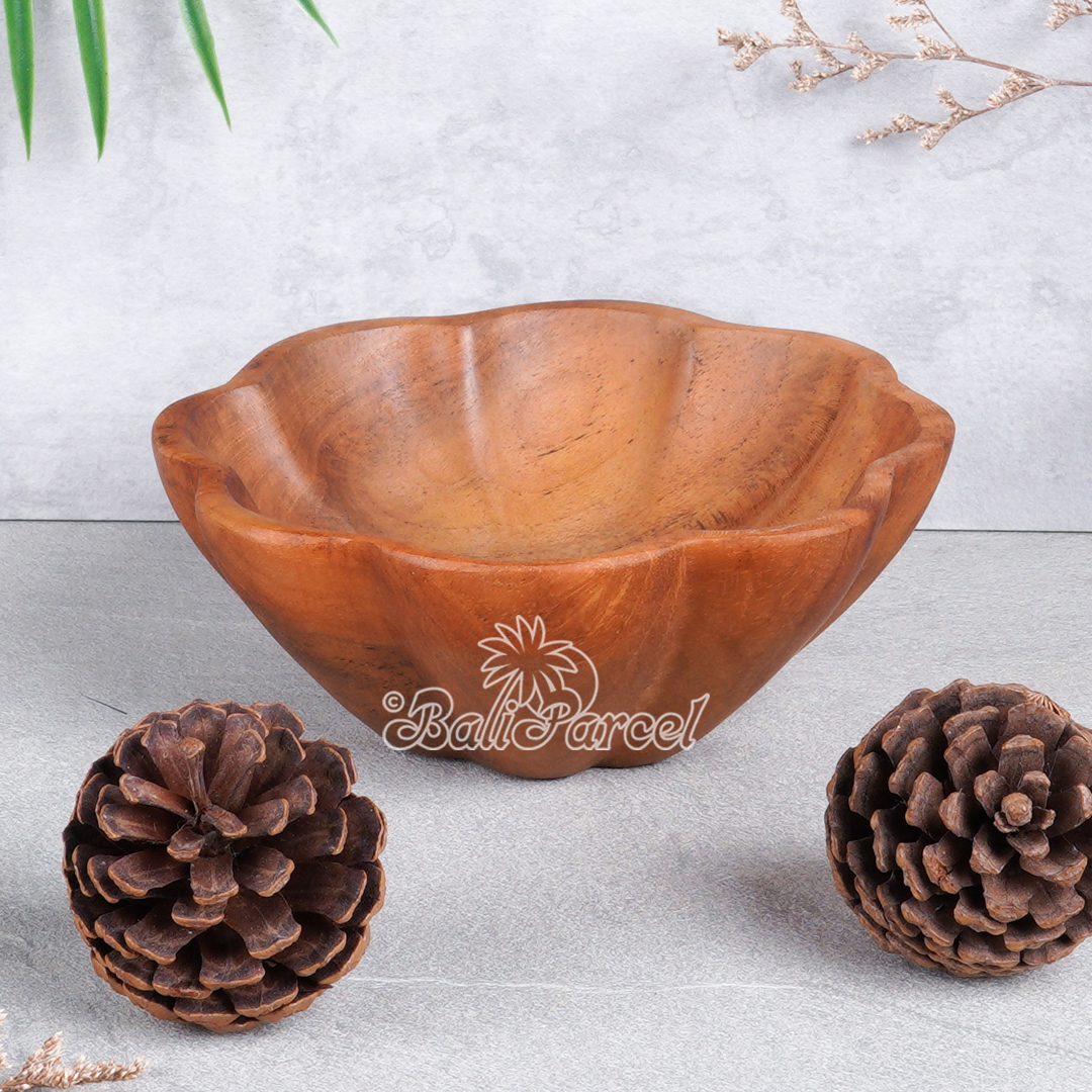 Wooden Bowl, Hand Made From Teak Wood, Finishing With Olive Oil.