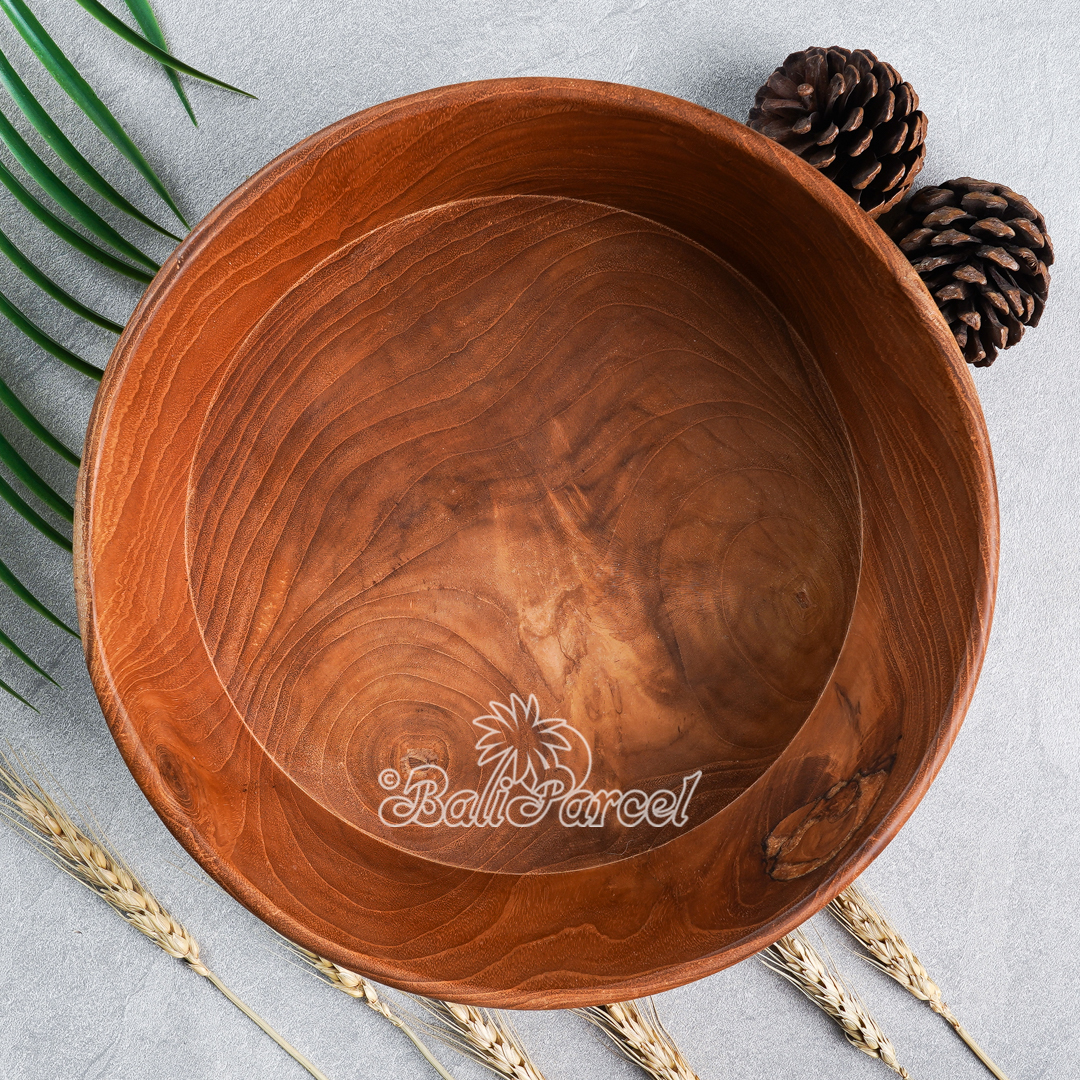 Wooden Bowl, Hand Made From Teak Wood, Finishing With Olive Oil.